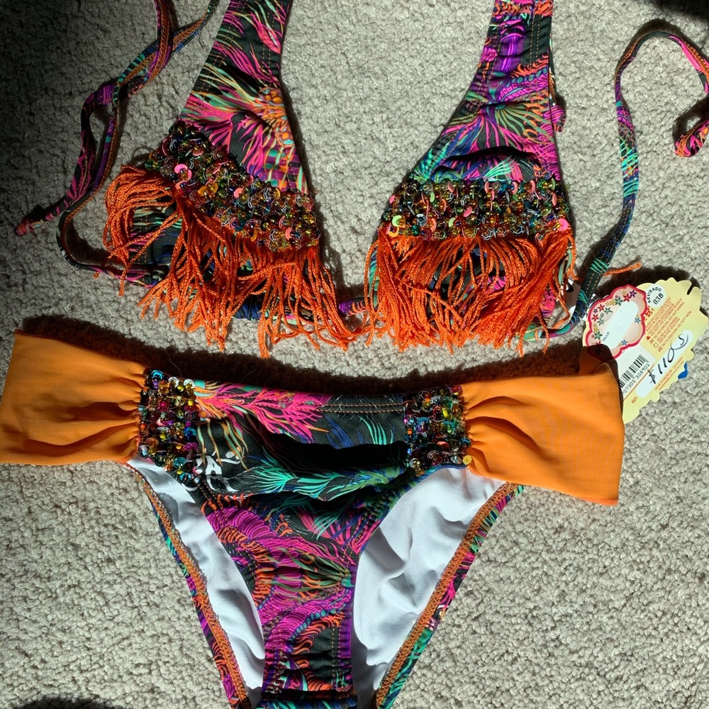 Babalu Colombian Embellished Fringe Bikini